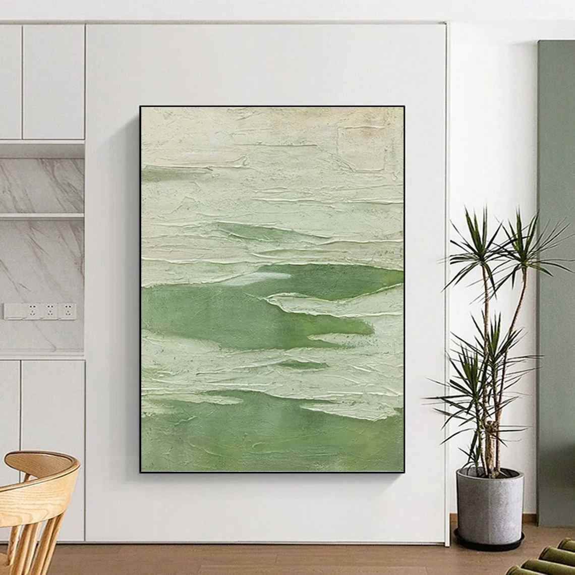 Meadow_Green_White_Abstract_Textured_Wall_Art_AVD0G wall art